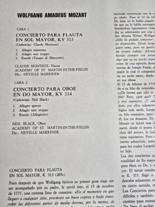 Mozart Conciertos Flauta y Oboe Vinilo