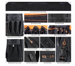 Mochila Profesional 66 Bolsillos Herramientas
