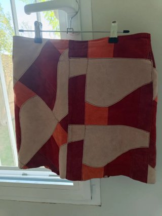 Minifalda de piel patchwork