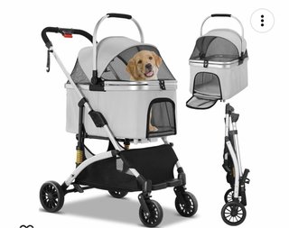 Carrito para mascotas gris y negro