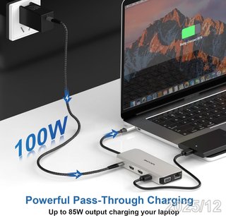 WAVLINK Hub USB-C 12en1 HDMI VGA RJ45 85W UMD301