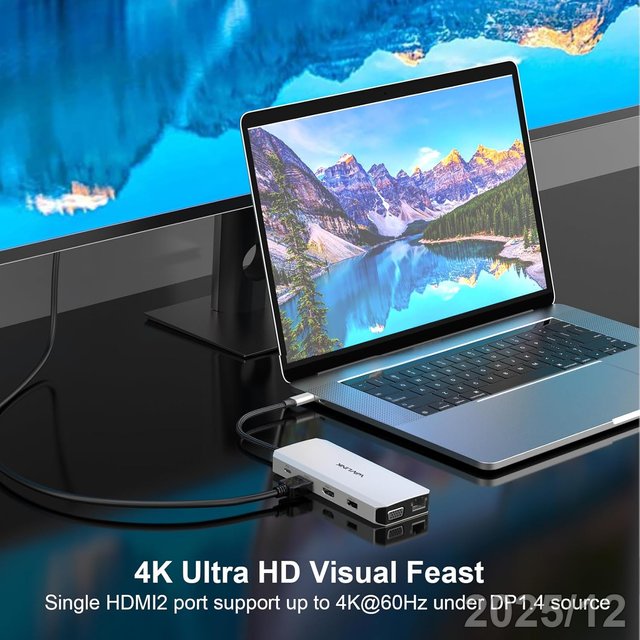 WAVLINK Hub USB-C 12en1 HDMI VGA RJ45 85W UMD301