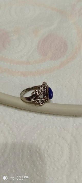 Anillo Plata con Piedra Azul Lágrima