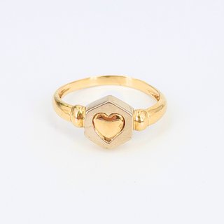 Anillo Corazon de oro combinado 18k, 1.91 g, T-14.