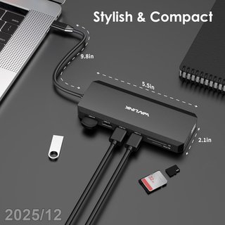WAVLINK Hub USB-C 12en1 HDMI DP RJ45 100W UMD302-B