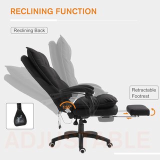Silla De Oficina Ajustable Con 6 Puntos De Masaje Y Control Remoto, Silla Ergonómica De Tela Efecto Lino, 70X62X120-130 Cm, Negro