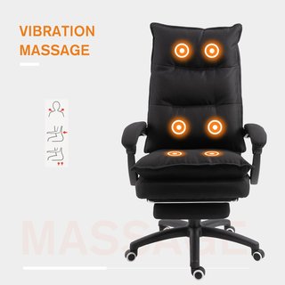 Silla De Oficina Ajustable Con 6 Puntos De Masaje Y Control Remoto, Silla Ergonómica De Tela Efecto Lino, 70X62X120-130 Cm, Negro