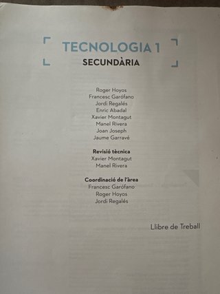 Tecnologia 1, Secundària Llibre de treball