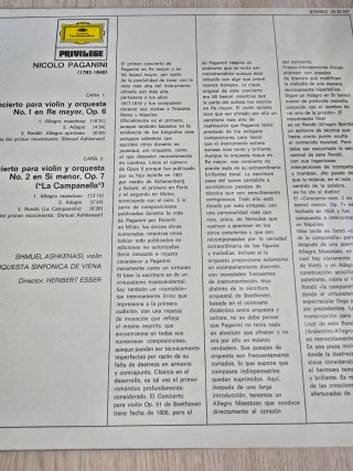 Paganini Conciertos Violín 1 y 2 Vinilo