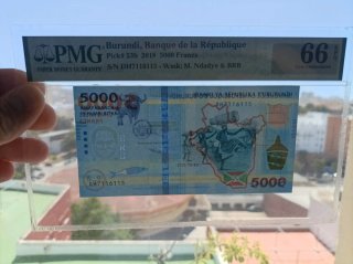 Billete Burundi 5000 Francs 2018 PMG66EPQ