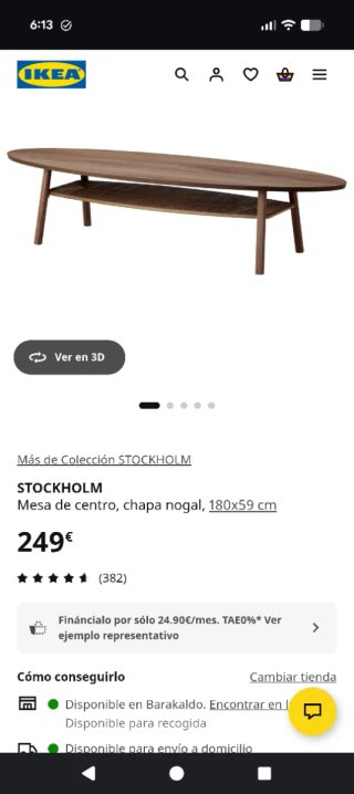 Mesa de centro IKEA STOCKHOLM madera