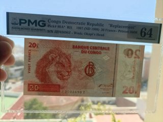 Billete Congo 20 Francos 1997 PMG64