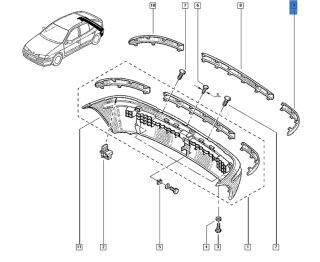 Moldura izq paragolpes trasero Renault Megane I