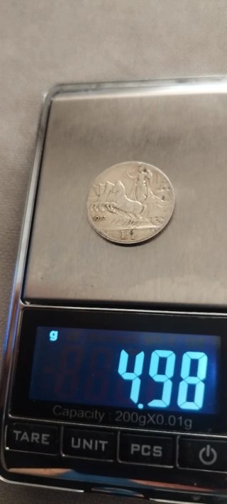 Moneda 1 Lira 1913 Plata Quadriga Briosa