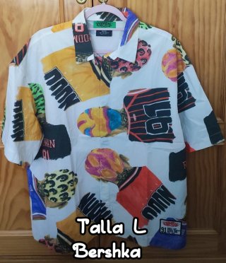 Camisa Bershka Talla L Estampado Multicolor