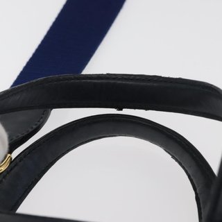 GUCCI Silvi Hand Bag Leather 2way Navy Gold