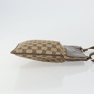 GUCCI GG Canvas Shoulder Bag Beige Silver 27639