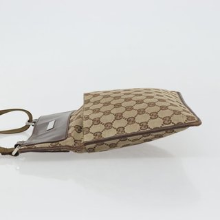 GUCCI GG Canvas Shoulder Bag Beige Silver 27639
