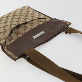 GUCCI GG Canvas Shoulder Bag Beige Silver 27639