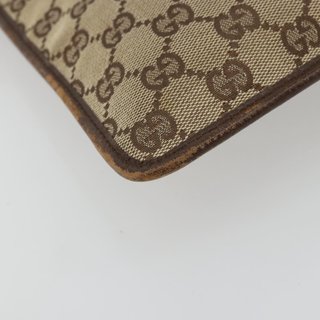 GUCCI GG Canvas Shoulder Bag Beige Silver 27639