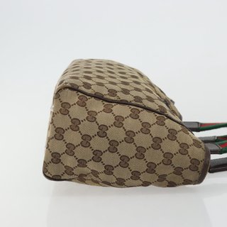 GUCCI GG Canvas Web Sherry Line Hand Bag Beige