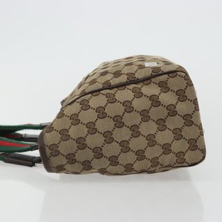GUCCI GG Canvas Web Sherry Line Hand Bag Beige