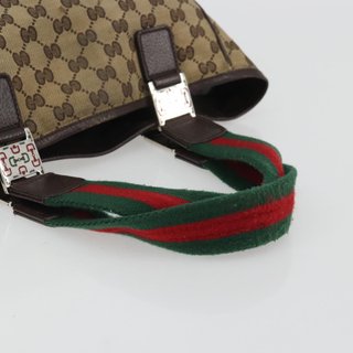 GUCCI GG Canvas Web Sherry Line Hand Bag Beige