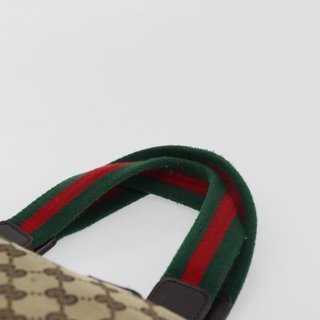 GUCCI GG Canvas Web Sherry Line Hand Bag Beige