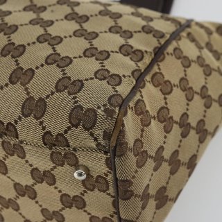 GUCCI GG Canvas Web Sherry Line Hand Bag Beige