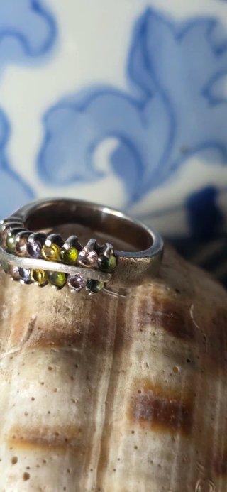 Anillo plata y piedras semipreciosas