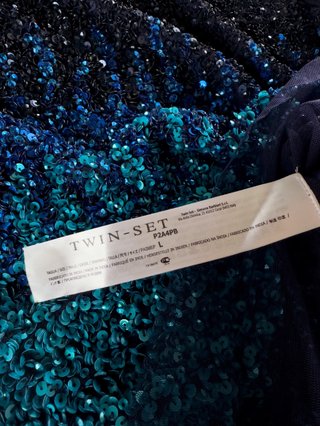 Twinset Mini abito/top paillettes blu L