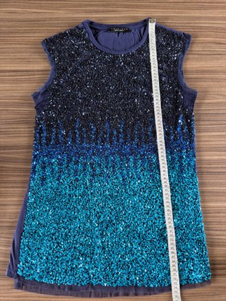 Twinset Mini abito/top paillettes blu L