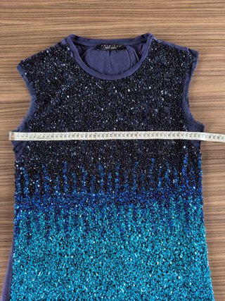 Twinset Mini abito/top paillettes blu L