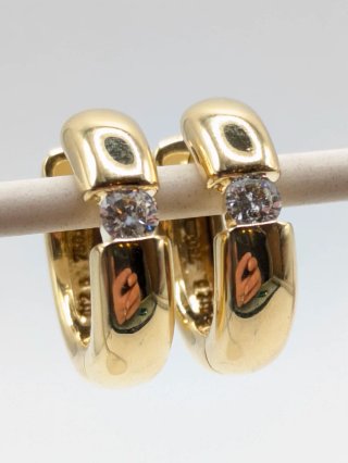 Pendientes Aro Oro 18k con Diamantes