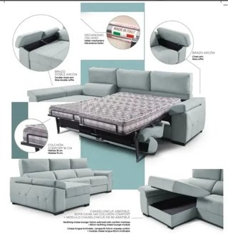 SOFÁ CAMA CON CHAISE LONGUE SIMONET.