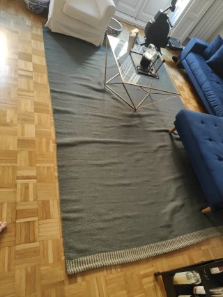 Alfombra Lana y Algodón Beige/Gris