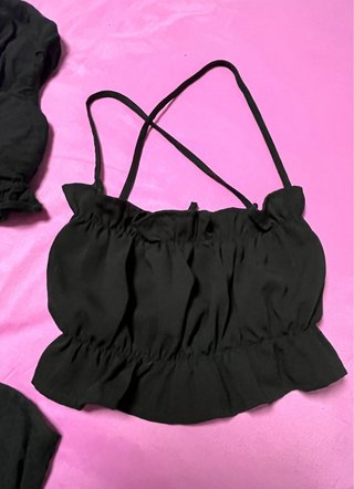 Lote 3 tops negros mujer talla s