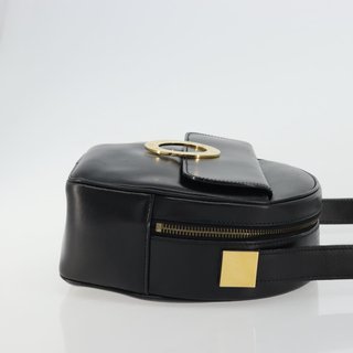 CELINE Circle Shoulder Bag Leather Black Gold