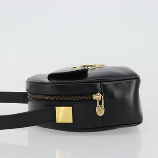 CELINE Circle Shoulder Bag Leather Black Gold