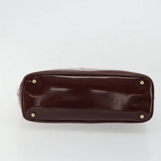 GUCCI Bamboo Hand Bag Patent leather Brown Gold