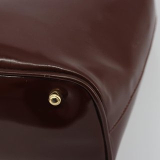GUCCI Bamboo Hand Bag Patent leather Brown Gold