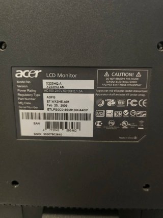 Pantalla Acer X223HQ Negra