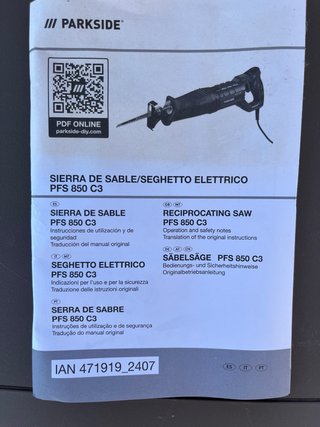 PARKSIDE Sierra de sable PFS 850 C3