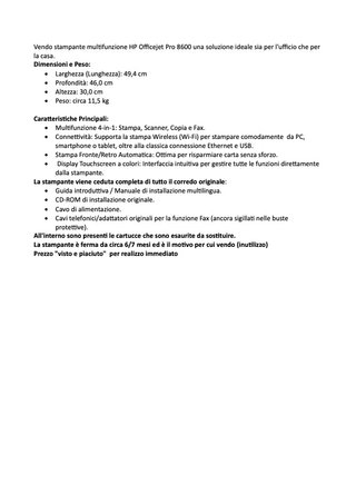 Stampante multifunzione HP OfficeJet Pro 8600