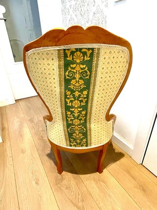 Conjunto diván y sillón isabelino madera cerezo