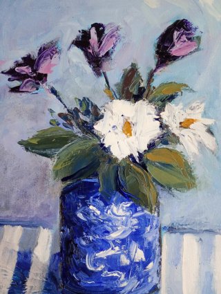 Quadro Vaso Fiori Impressionista Moderno Materico