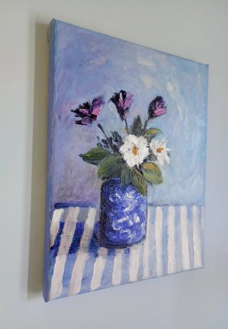 Quadro Vaso Fiori Impressionista Moderno Materico