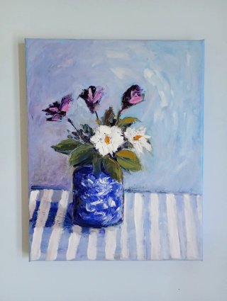 Quadro Vaso Fiori Impressionista Moderno Materico