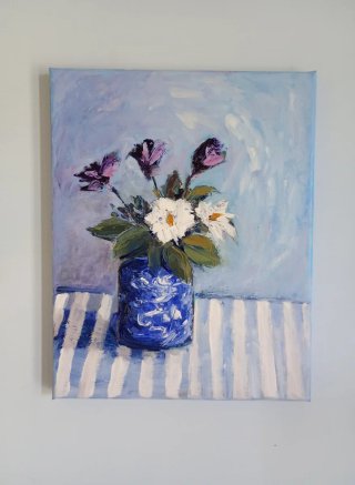 Quadro Vaso Fiori Impressionista Moderno Materico