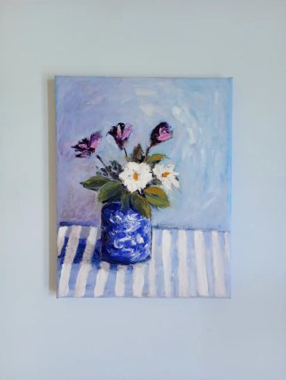 Quadro Vaso Fiori Impressionista Moderno Materico